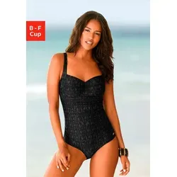 Badeanzug LASCANA Damen Gr. 54 Cup C - Bademode mit Shaping-Effekt für eine schöne Strandfigur. Modisches Design in Schwarz-Grau, verstellbare Träger und herausnehmbare Softcups für optimalen Komfort.