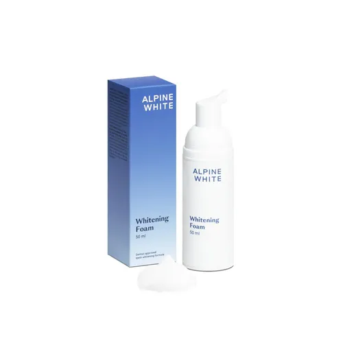 ALPINE WHITE Whitening Foam | Zahnaufhellungsschaum - Zahnaufhellung 2-in-1: Sofort-Effekt Zahnpasta & Mundspülung, ideal für schnelle weiße Zähne vor Meetings. PETA-zertifiziert, vegan und klimaneutral.