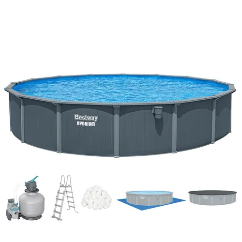 HydriumTM Stahlwandpool Komplett Set Ø 732 x 132 cm in Holz-Optik - Verwandle Deinen Garten in eine Oase der Entspannung mit dem HydriumTM Stahlwandpool. Genieß 49.200 Liter erfrischendes Wasser und erstklassige Qualität für unvergessliche Momente im Freien.