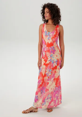 Sommerkleid mit farbenfrohen Blumendruck - NEUE KOLLEKTION - Sommerkleider, ärmelloses Maxikleid aus elastischem Jersey, jedes Teil ein Unikat mit figurumspielendem Schnitt und Rundhals-Ausschnitt.
