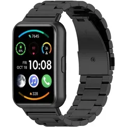 Für Huawei Watch Fit 3 Three Bead Edelstahl Metall Ersatz Band Schwarz - Schwarz