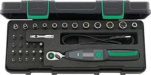 STAHLWILLE 701/32/1 Elektronischer Drehmomentschlüssel 1/4" - Drehmomentschlüssel Set 1-20 Nm, Made in Germany, inkl. 31-tlg. Zubehör und Kalibrierzertifikat, ideal für präzises Arbeiten an Fahrrad und Motorrad.