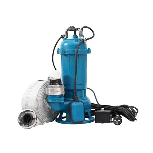 1500W WEISBACH PROFESSIONAL CTR Leistungsstarke Tauchpumpe Fäkalienpumpe Schmutzwasserpumpe mit Zerkleinerer und Schwimmer 24000L/h + 2" Storzkupplung + 30m C-Schlauch