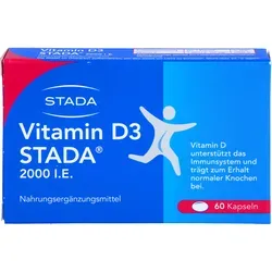 Vitamin D3 Stada 2000 I.E. - 60 Kapseln - Nahrungsergänzungsmittel mit 2000 I.E. Vitamin D3, unterstützt das Immunsystem und fördert gesunde Knochen. Glutenfrei und ohne Konservierungsstoffe, ideal für eine gesunde Lebensweise.