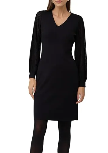 s.Oliver Figurumspielendes Kleid mit semitransparenten Ärmeln - Elegantes Kleid aus Viskosemix im Regular Fit, ideal für besondere Anlässe und Business-Events, mit stilvollem V-Ausschnitt und langen Ärmeln.
