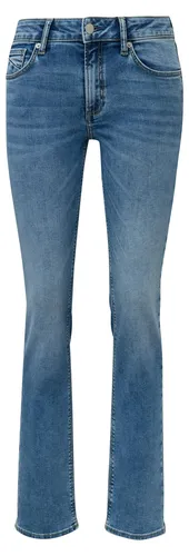 QS Damen Slim-Fit Jeans 28884-W36/L32 - Vielseitige Slim-Fit Jeans mit bequemem Mid Rise und coolem Used-Effekt. Perfekt für jeden Anlass, ob lässig mit Sneakers oder elegant mit Heels.