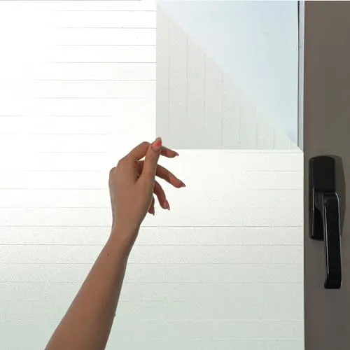 MARAPON Fensterfolie Blickdicht von aussen mit Nadelstreifen 0,445x2 m Sichtschutzfolie Fenster mit statischer Haftung, Milchglasfolie für Sichtschutz Fenster, Folie Fenster Sichtschutz gestreift