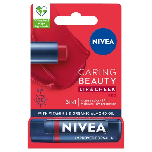 Caring Beauty pielęgnująca pomadka do ust 3w1 Red 4.8g Nivea 4006000098791