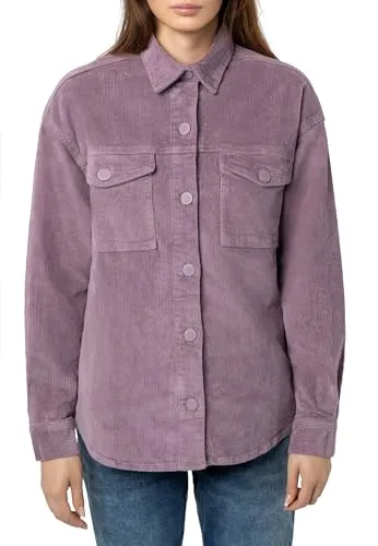 Eight 2 Nine Damen Cord Hemdjacke – Lässige Cordjacke mit Knopfleiste Purple S