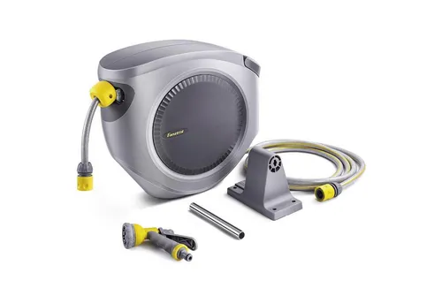 Fanztool Wandschlauchbox 35m mit 8-Funktionen-Handbrause - Schlauchtrommeln für den Garten, inklusive Wandhalterung und 35m Schlauch für müheloses Gießen und Bewässern.