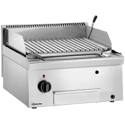 Bartscher Lavasteingrill B600 - Gasbetrieb - Großküchentechnik - Kompakter Lavasteingrill mit hochwertigem Chromnickelstahl, höhenverstellbarem Grillrost und 7,3 kW Leistung für perfekte Grillresultate.