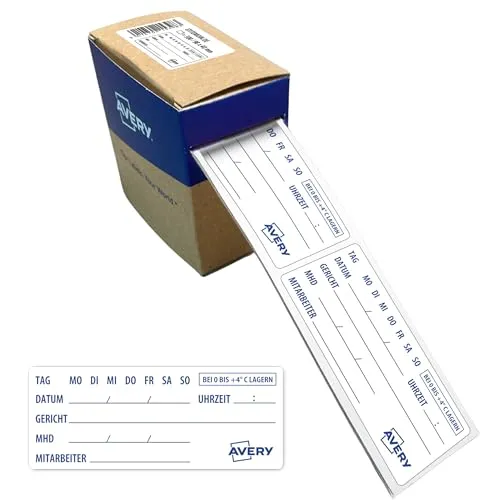 AVERY Zweckform Rückstellproben Etikett für Lebensmittel HACCP (98 x 40 mm 300 Aufkleber auf Rolle vorbedruckt ablösbar) ETITEMOIN.DE