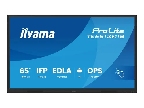 IIYAMA ProLite TE6512MIS-B4AG - 64.5" Touchscreen Monitor - Monitore: Hochauflösender 64,5" Bildschirm mit IPS-Technologie für brillante Farben und weite Betrachtungswinkel, ideal für Präsentationen und interaktive Anwendungen.
