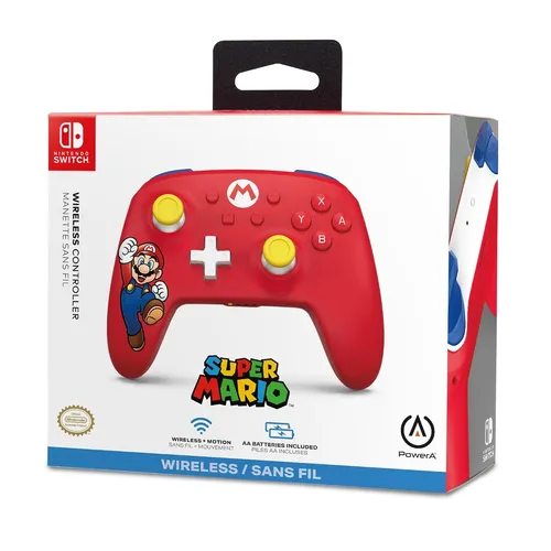 PowerA Wireless Controller für Nintendo Switch - Mario-Joy - Gaming-Zubehör mit beeindruckendem Design und bis zu 40 Stunden Spielzeit. Optimal für ein dynamisches Spielerlebnis und bequem in der Hand.