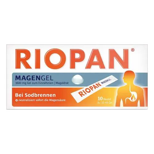 Riopan Magen Gel - Arzneimittel zur Linderung von Sodbrennen und säurebedingten Magenbeschwerden, wirkt schnell durch die Dreifachwirkung von Magaldrat und unterstützt die Magenregeneration.