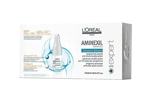 L'Oreal Professionnel Haarpflege Serie Expert Aminexil Advanced 10 x 6 ml - Haarpflege für feines und dünnes Haar, fördert die Haardichte und stärkt die Haarwurzeln.