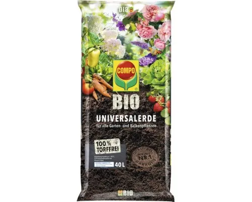 COMPO 1122614004 Universal-Erde torffrei 40 L - Blumenerde, torffrei und ideal für alle Pflanzenarten, fördert gesundes Wachstum und schont die Umwelt.