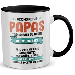 22Feels Tasse Papa Geschenk Vatertag von Tochter Vater Geburtstag Kaffeetasse Mann, Keramik, Made in Germany, Spülmaschinenfest, Zweifarbig schwarz|weiß