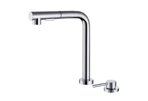 Sumerain Küchenarmatur Wasserhahn - Hochdruck Mischbatterie mit ausziehbarer Brause - Spültischarmatur in elegantem Chrom-Design, ideal für Fensterinstallationen. Flexibel mit 360° Schwenkbereich und 2 Strahlarten für vielseitige Nutzung.