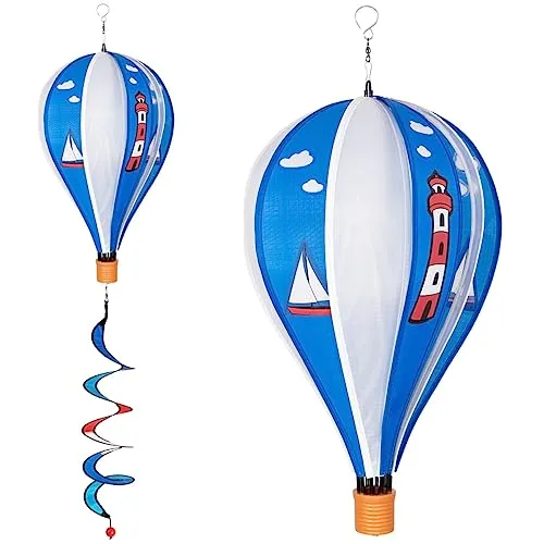 CIM Windspiel - Heißluftballon Twister Maritim - Windspiele für drinnen und draußen, wetterbeständig und aus hochwertigen Materialien. Ideal für Kinderzimmer, Balkon oder Terrasse, inklusive einfacher Aufhängung.