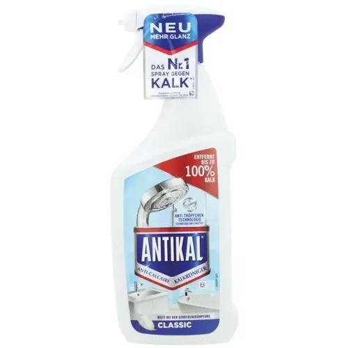 ANTIKAL CLASSIC Badreiniger 0,80 l - Reinigungsmittel mit effektiver Kalkentfernung und frischem Duft für hygienische Oberflächen in Bad und Küche. Praktische Sprühflasche für einfache Anwendung.