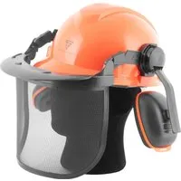 STAHLWERK Forsthelm FH-100 ST mit Visier und Gehörschutz - Kopfschutz für Forstarbeiten, hochwertig verarbeitet und äußerst strapazierfähig, ideal für den professionellen Einsatz in der Werkstatt.