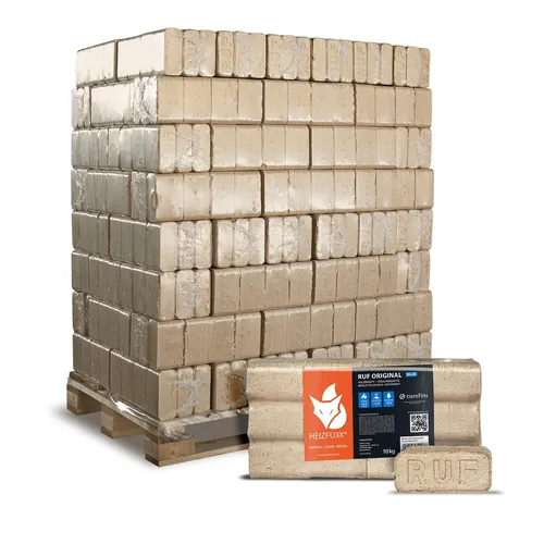 HEIZFUXX Holzbriketts RUF Original Blue, 960 kg - Brennstoffe, umweltfreundliche Heizlösung mit hoher Brenndauer, ideal für nachhaltige Wärme im Zuhause.