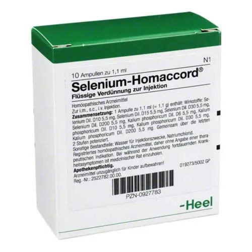 SELENIUM HOMACCORD Ampullen 10 St - Homöopathische Einzelwirkstoffe zur Unterstützung des Wohlbefindens, ideal für eine sanfte Therapie. Apothekenpflichtig, bitte Packungsbeilage beachten.