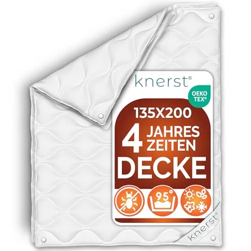 KNERST® Bettdecke 135x200 cm - 4 Jahreszeiten Steppdecke für Komfort - Bettdecken - Ganzjahresdecke 135x200, waschbar bis 95°C, allergikerfreundlich und atmungsaktiv für erholsame Nächte zu jeder Jahreszeit.