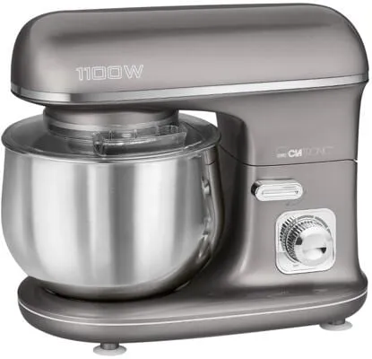 Clatronic KM 3712 Knetmaschine, 1100 W, Schnellspannfutter, reinigungsfreundlich, Sicherheitsschaltung, Stufenlose elektronische Geschwindigkeitsregelung, Titan