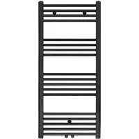 Badheizkörper Mittelanschluss Schwarz Matt Gebürstet 1200 x 500 - Heizkörper in elegantem Schwarz mit gebürstetem Finish, ideal für stilvolle Bäder und effiziente Wärme.