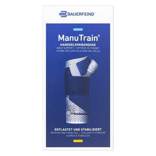 Manutrain Handgelenkbandage Größe 4 links titan - Handgelenkbandagen, stabilisierende Bandage mit Massageeffekt zur Schmerzlinderung und Unterstützung des Heilungsprozesses bei Verletzungen.