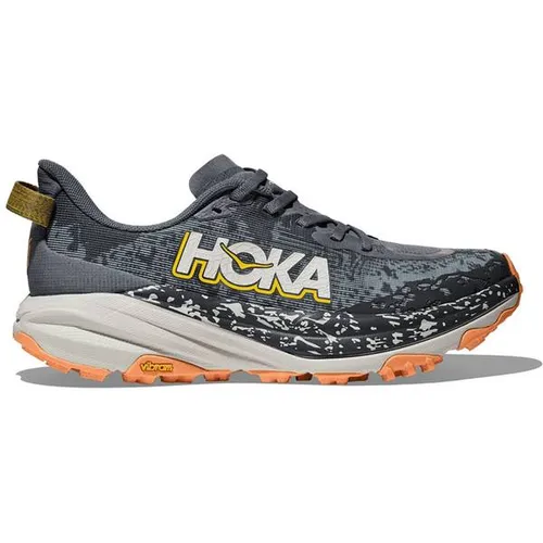 HOKA Damen Trailrunningschuhe SPEEDGOAT 6 - Laufschuhe mit herausragender Dämpfung und exzellentem Grip für anspruchsvolles Gelände. Das atmungsaktive Obermaterial und das reaktionsfähige Fußbett sorgen für ein leichtes Laufgefühl.