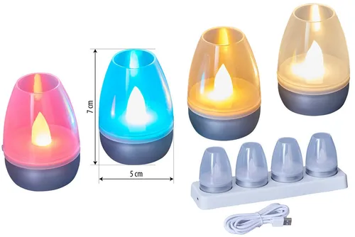 Northpoint LED Akku Lounge Lights 4er-Set - Kabellos, Touchsensor, RGBW Flackereffekt, ideal für Innen und Außen mit bis zu 22 Stunden Leuchtdauer