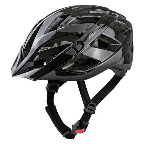 Alpina Panoma Classic Black Gloss 56 - Fahrradhelm mit klassischem Design, ideal für schmale Köpfe, optimale Belüftung und anpassbares Run System Classic für perfekten Sitz.