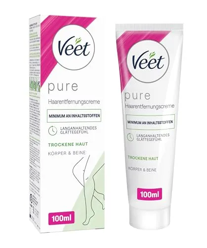 Veet Pure Enthaarungscreme 100 ml - Sanfte Haarentfernung - Effektive Enthaarungscreme für eine sanfte und gründliche Haarentfernung. Ideal für die Anwendung auf empfindlicher Haut und einfach in der Handhabung.