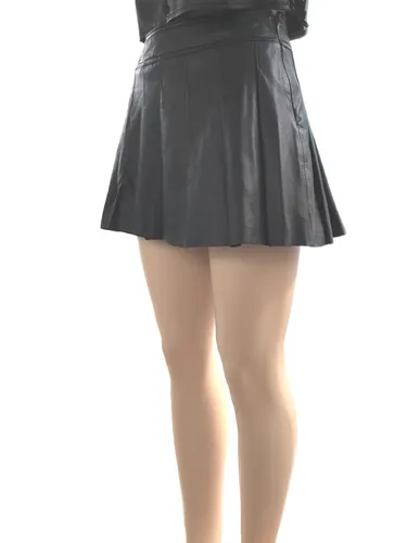Lederrock Damen Ricano Plated Skirt Lammnappaleder schwarz S