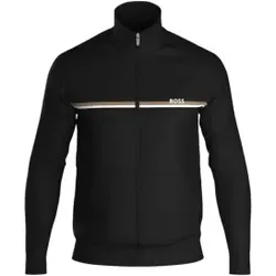 BOSS Herren 50554779 Authentic Jacke Schwarz (M) - Stilvolle BOSS Jacke aus weichem Baumwollfleece in normaler Passform. Mit modernem Bruststreifen und praktischen Kängurutaschen für optimalen Komfort.