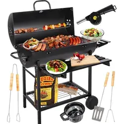 Grill & Chill Gartengrill GC0002 - Holzkohlegrill mit großem Chromrost - Grills & Zubehör – Der Grill bietet einen großen Rost von 71×35 cm, einen schließbaren Deckel mit Thermometer und einen herausnehmbaren Aschekasten für einfache Reinigung.