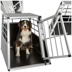 tectake Tiertransportbox Hundetransportbox single - 90 x 65 x 69,5 cm, stabile Aluminiumkonstruktion für sicheren Transport von Hunden