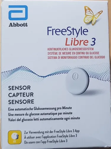 FreeStyle Libre 3 Sensor von Abbott - Blutzuckermessgerät mit kabelloser Konnektivität - Blutzuckermessgerät mit digitaler Anzeige, kabelloser Konnektivität und langer Haltbarkeit bis 08/2025 - ideal für diabetische Selbstkontrolle.