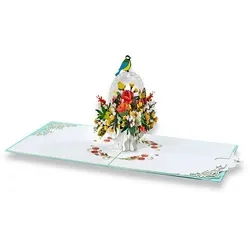 paperdora Grußkarte 3D Pop-Up-Karte „Blumen“ mit Umschlag und Wachssiegel - Dankeskarte, Blumen Geschenk
