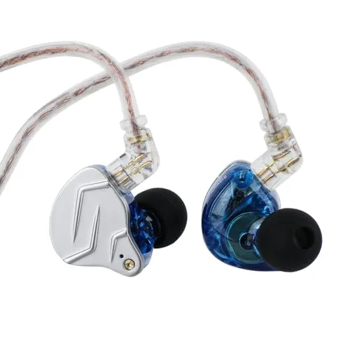 LINSOUL KZ ZSN Pro Dual Driver 1BA + 1DD Hybrid-Metall-Ohrhörer HiFi in-Ear-Monitor mit Abnehmbarem 2Pin Kabel, Zin Legierungspanel(Blau, Ohne Mikrofon)