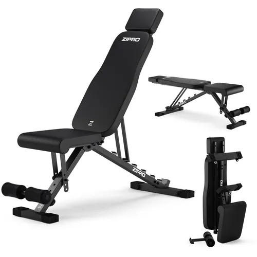 ZIPRO Grind Hantelbank Klappbar - Trainingsbank Verstellbar 300 kg Flachbank Schrägbank Negativbank Kraftstation Fitnessgerät für Zuhause