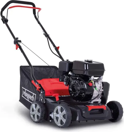 Scheppach Benzin-Vertikutierer SC55P - 5,4 PS 4-Takt-Motor, ideal für Rasenflächen bis 1.400 m² mit 6-facher Höhenverstellung