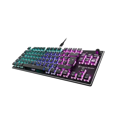 Turtle Beach Vulcan TKL Mechanische Gaming-Tastatur - Schwarz - Komfortable, kompakte Gaming-Tastatur mit linearen Tasten für präzise Eingaben und schnellen Reaktionen beim Spielen.