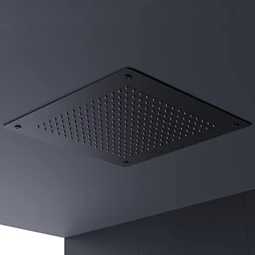 BERNSTEIN® Einbauduschkopf Schwarz - Wassersparende Regenbrause 50x50cm - Einbauduschkopf aus Edelstahl mit Anti-Kalk-Düsen für leichte Reinigung und lange Lebensdauer. Ideal für Deckenmontage und sorgt für ein luxuriöses Duscherlebnis.