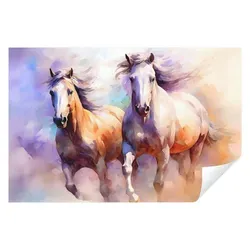 Wallarena Fototapete Pferde Aquarell Vlies Tapete Wohnzimmer Schlafzimmer Kinderzimmer, Glatt Vlies Struktur Vinyl, Tiere, Tapete inklusive Kleister Vliestapete Motivtapete 3.68 m x 2.54 m