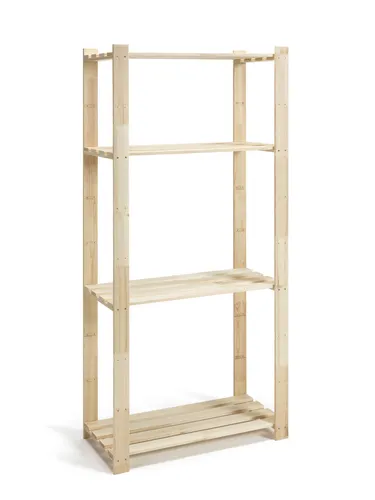 Robustes Grundregal aus Fichte 170 x 80 x 40 cm - Holzregal mit 4 stabilen Holzböden, ideal für hohe Belastungen bis 200 kg, perfekt für Werkstatt oder Lagerraum.