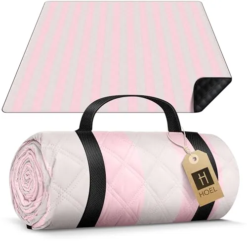 HOEL Picknickdecke 200x200 cm - Wasserdichte XXL Strandmatte für Picknick und Camping - Zertifizierte Picknickdecke nach Öko-Tex Standard 100, mit 3 Schichten für optimalen Komfort und Schutz. Ideal für Garten, Park oder Strand, leicht zu reinigen und großzügig in der Größe.
